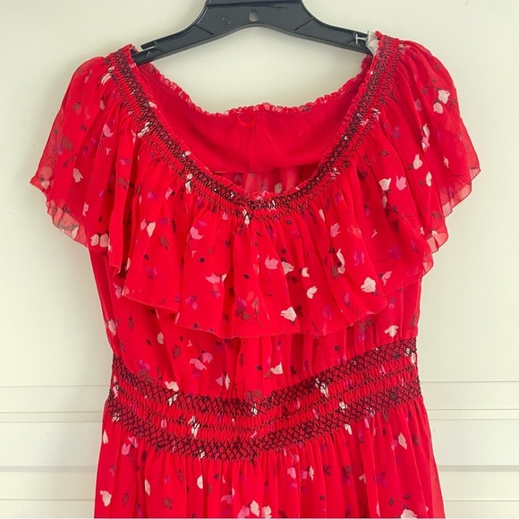 Joie Hafsa Fiesta one shoulder red midi dress 26565 - Picture 4 of 11